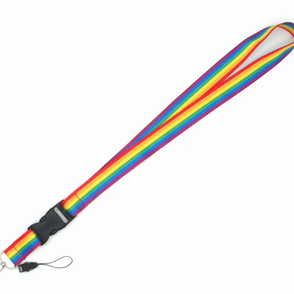 2Pcs Rainbow Neck Lanyard Durable Polyester Mobile Phone Strap for Keychain Camera Badge Holder DIY Accessories