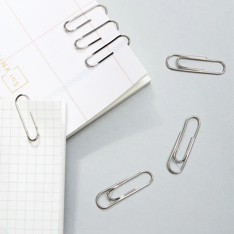 Metal Nickel Plated Paper Clips, Papelaria e Office Clip, Desk Acessórios, 3