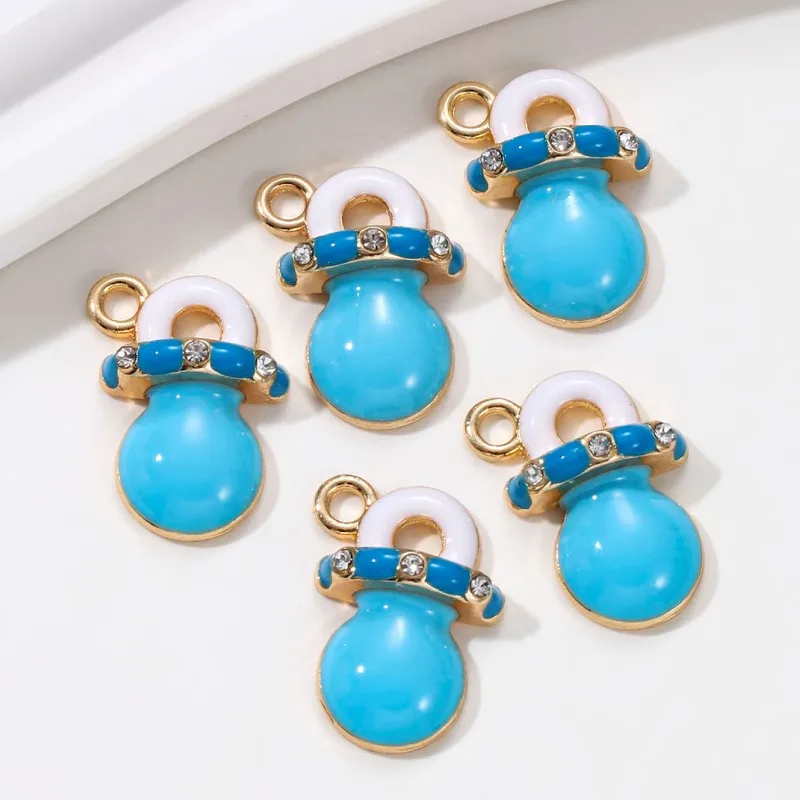 10pcs New Fashion Feeder Blue/Pink Baby Celebration Party Charms For Making Handmade DIY Jewelry Accessories Findings