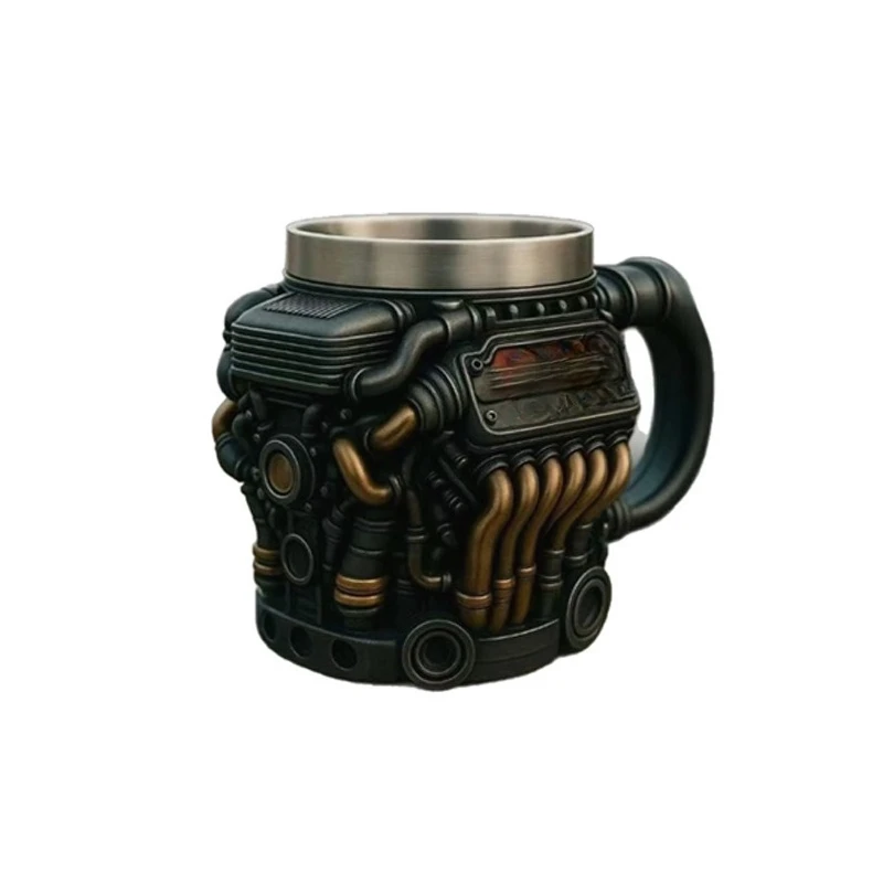 

New V12 engine cup, resin belt, stainless steel liner, mug ornament, high-end niche crafts