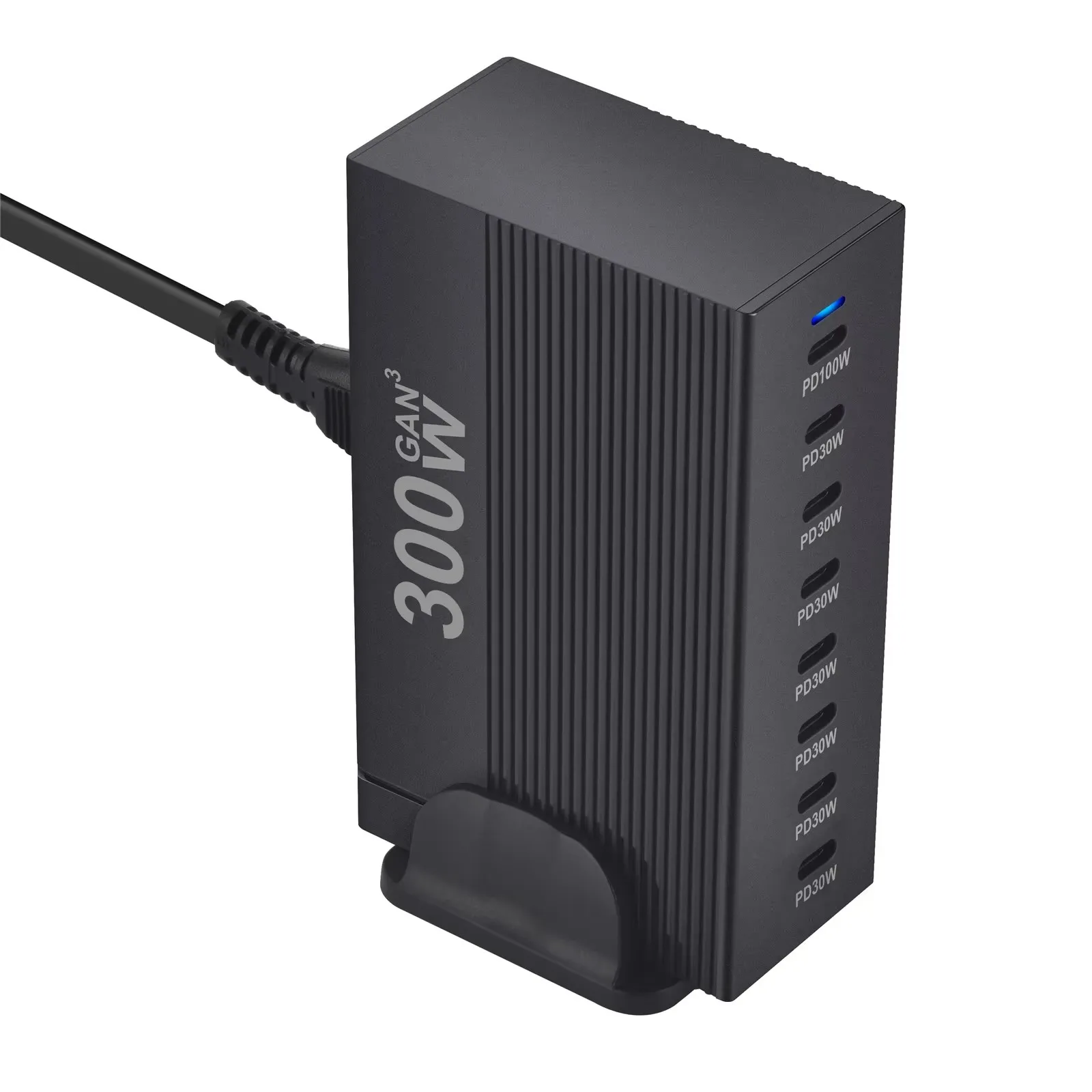 2024 New Style 300W Gan C Fast Charger PD100W 8-Port Charging Station Hub Fast Compact GaN Charger Power Adapter