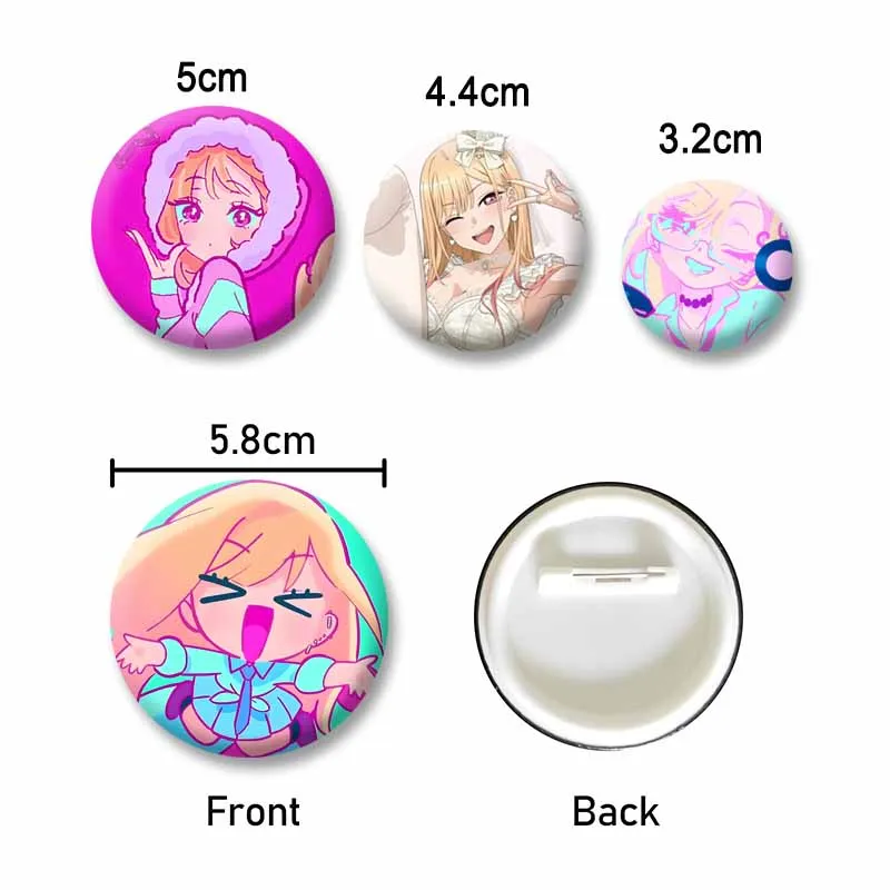 Cute Cartoon Girl Marin Kitagawa Badges Anime My Dress Up Darling Button Pin Round Brooches on Hat Bag Accessories Jewelry Gifts