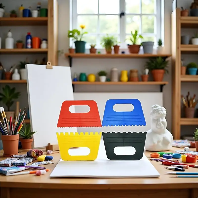 ABMI-Art Scrape Tool Set-Professional Quality, 4 Color Variety For DIY Painting, Plaster Work& Textured Effects,