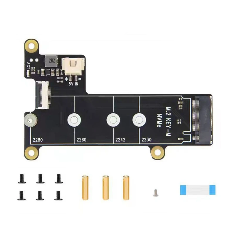 X1001 M.2 Nvme SSD Expansion Board For Raspberry Pi 5 PCIE To M.2 NVME SSD 2280 2242 2230 Adapter Easy To Use