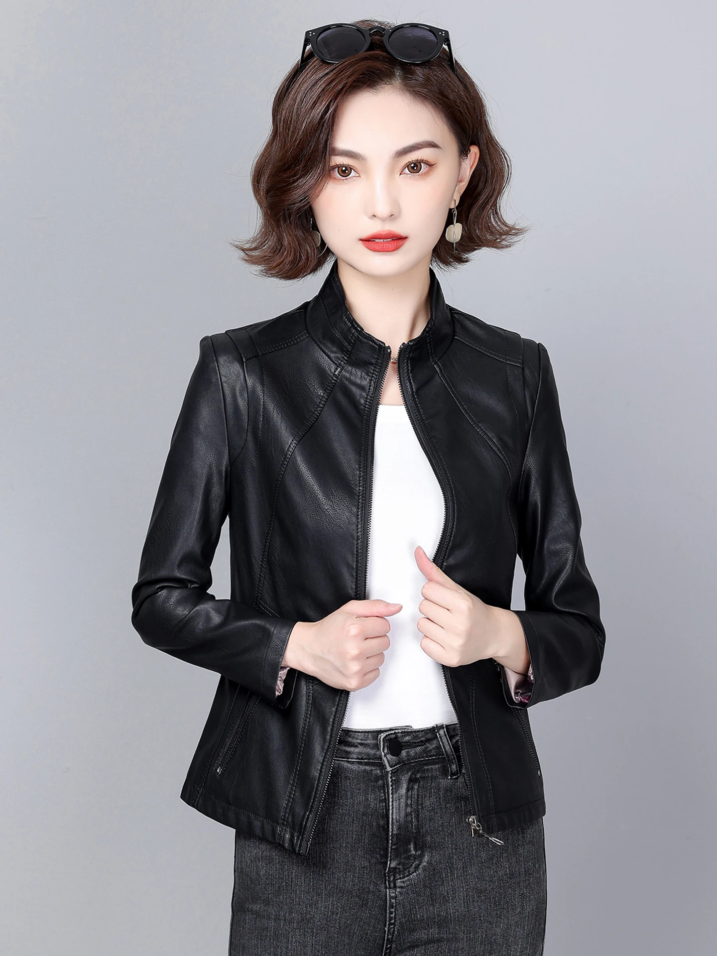 Fashionable Short Sheepskin Leather Jacket Women's Spring Autumn Style Slim Fit Korean Version Haining Genuine Leather Coat