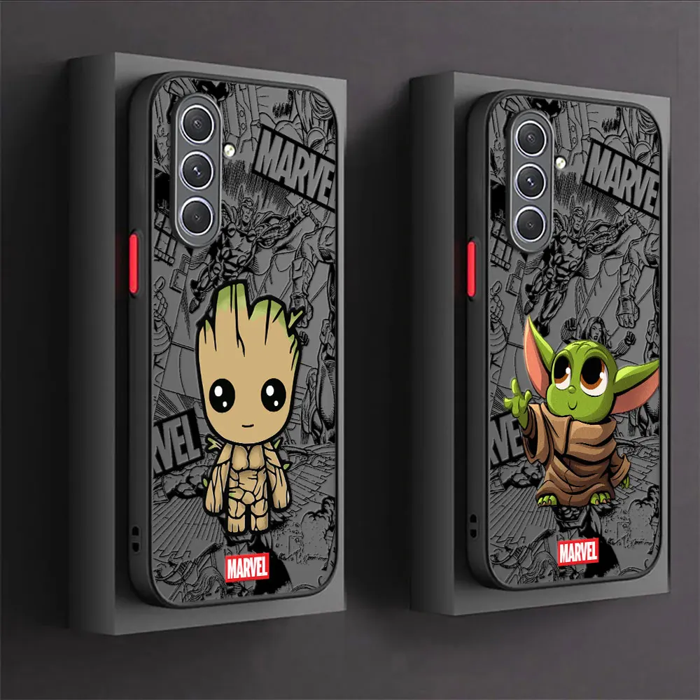 Cute Mavel Groot Baby Yodas Case For Samsung A30 A50 A70 A20 A7 Funda For Galaxy S24 S23 Ultra A13 A14 A33 A51 A52 A53 A72 Cover