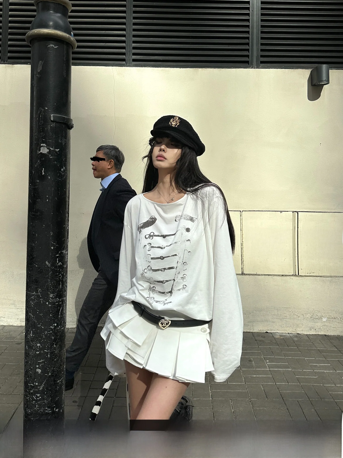 

Женская футболка Warden Long Sve свободного кроя в американском стиле, весенняя, повседневная, хлопковая, с принтом, белая, с цветочным узором в парижском стиле