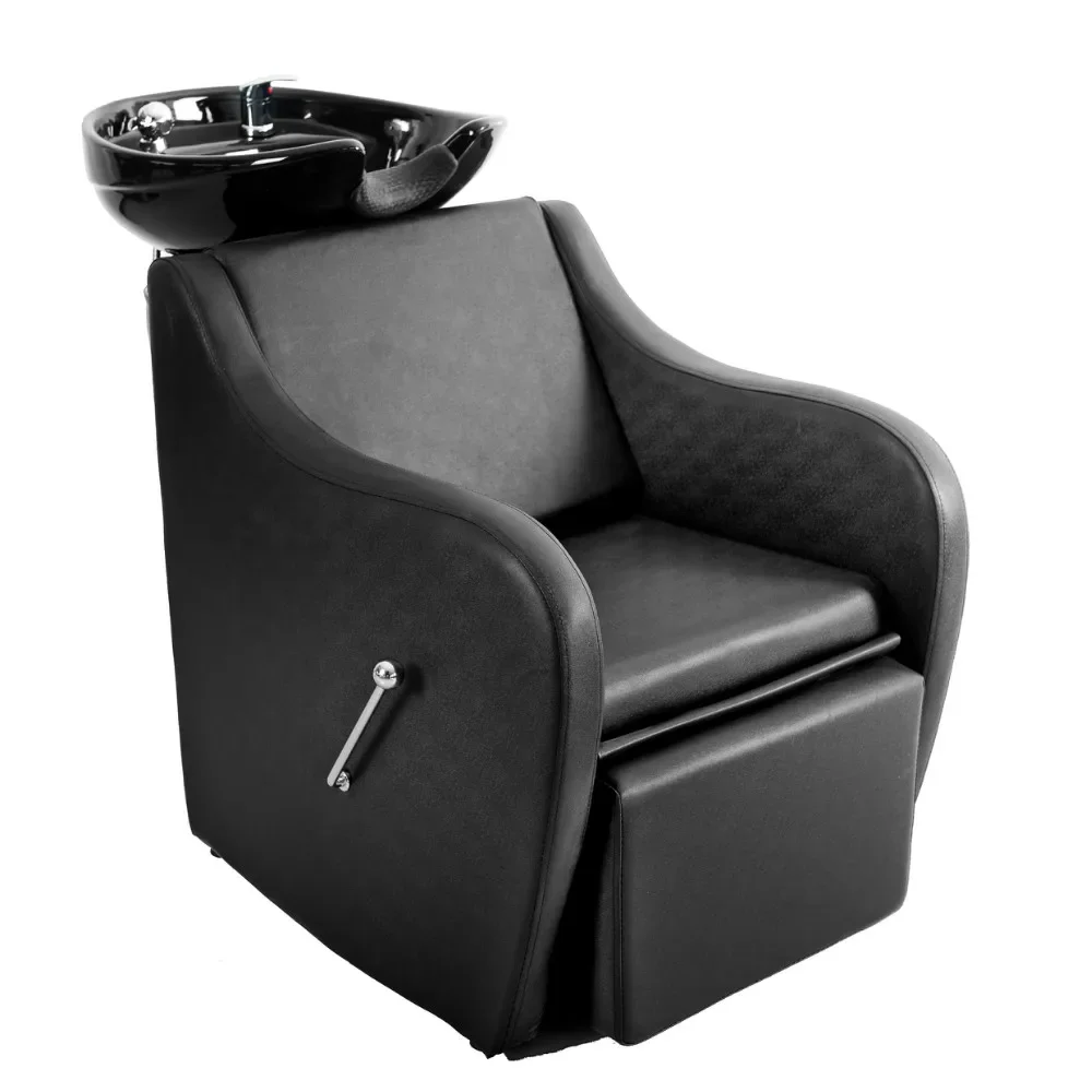 Popular shampoo chair with leg-rest comfortable hair salon equipment Super quality washing unit with creamic basin