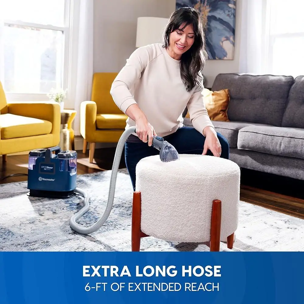 Portable Carpet Upholstery Spot Cleaner Powerful Stain Removal 15Kpa Suction Extra Long Hose Lightweight Design Versatile