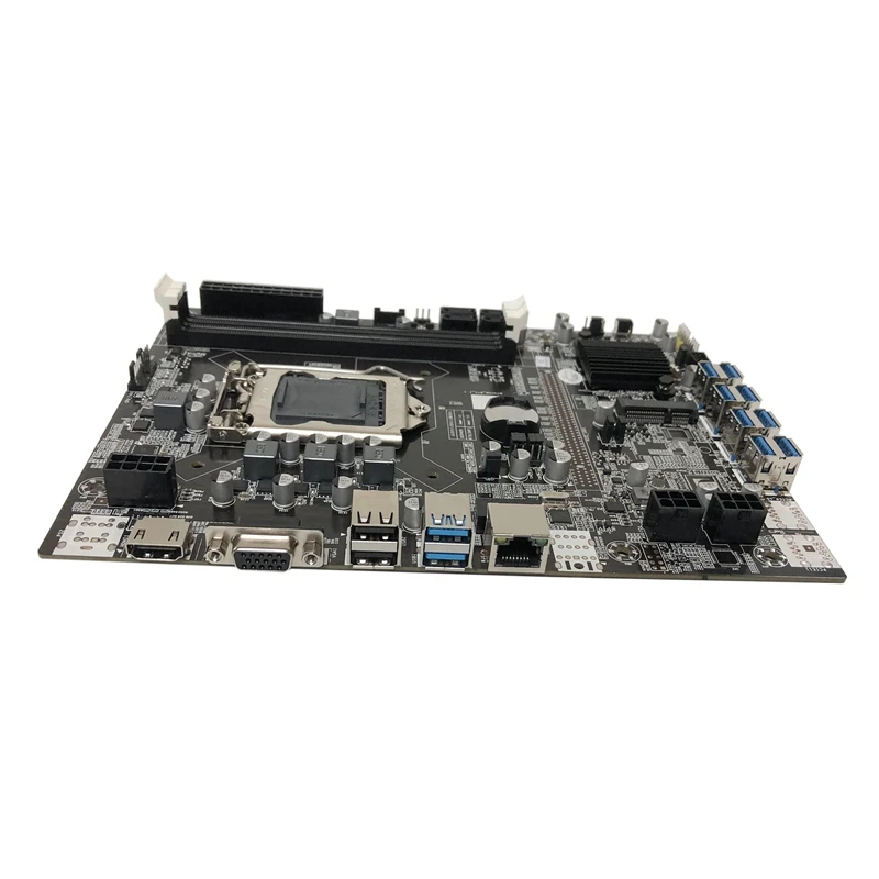 B75 ETH Mining Motherboard 8XPCIE USB Adapter+CPU+4PIN To SATA Cable LGA1155 MSATA DDR3 B75 USB BTC Miner Motherboard