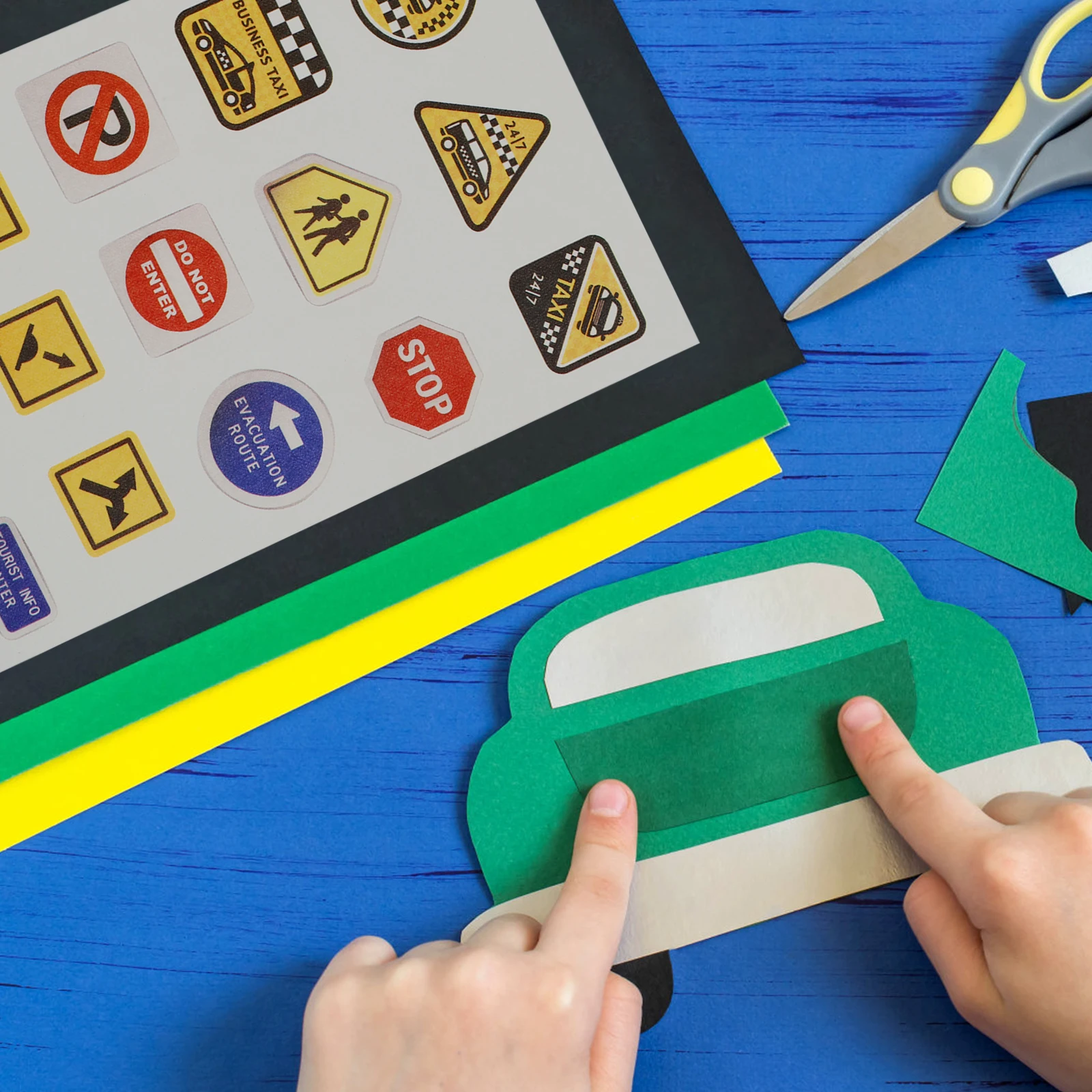 

10 Sheets Traffic Sign Stickers Road Decals Children Removable Adhesive Stickers Creative Play Street Learning Easy Peel Stick