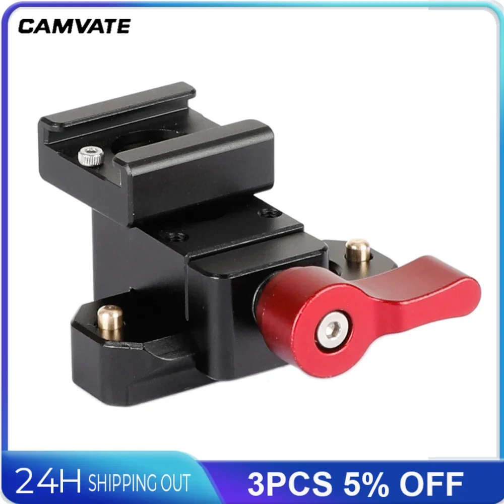 Morsetto a sgancio rapido Standard CAMVATE con adattatore per montaggio su slitta fredda e binario di sicurezza NATO (5cm) per montaggio su Monitor/Flash/Video