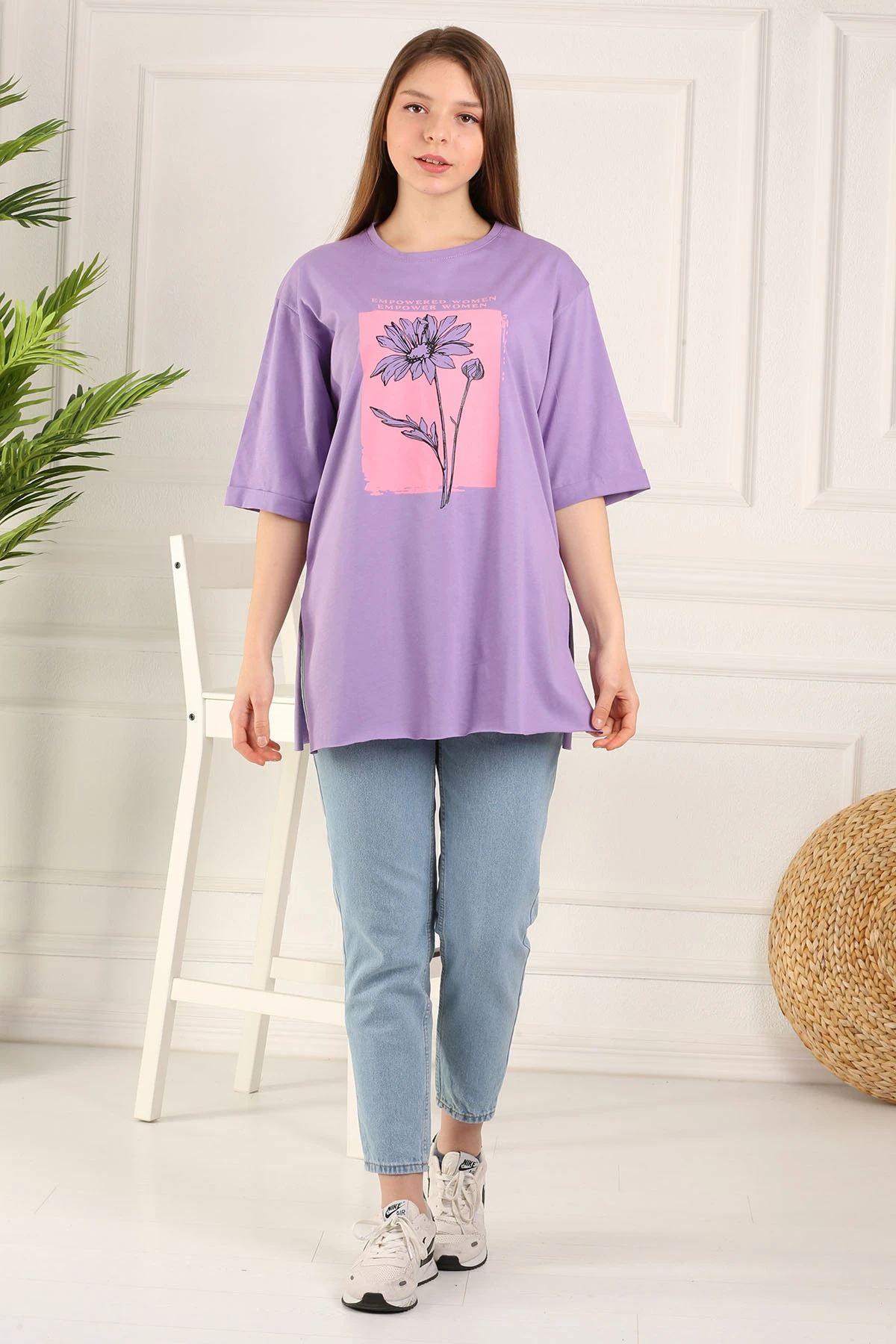 Flower Printed Tshirt NY-Purple