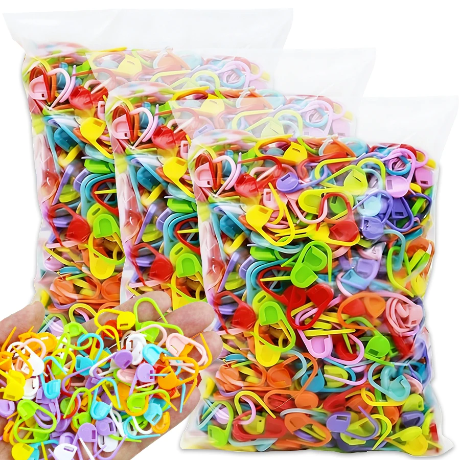 200 Stück 2,1 cm Mini-Garnmarkierungsschnallen - Handgefertigte DIY-Webhilfsmittel für Strick-/Häkelarbeiten, Nähzubehör