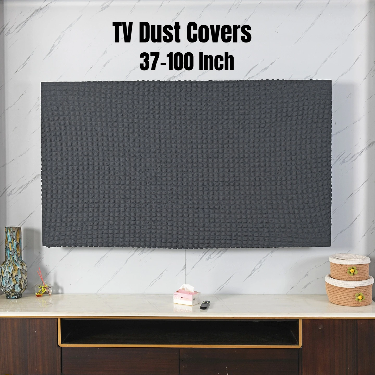 

Elastic Full Enclosed TV Covers 75/85/100 Inch Sunscreen Dust Covers for Large LCD LED Screen Washable Soft Fabric TV Slipcovers