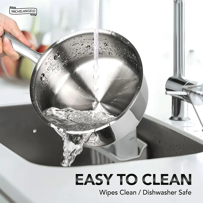 3 قطعة أوانٍ من الستانليس ستيل ومقلاة مجموعة مع أغطية 1QT 2QT 3QT غير لاصقة المطبخ التعريفي قدرات طقم حلل استانلس ستيل غسالة صحون آمنة #6