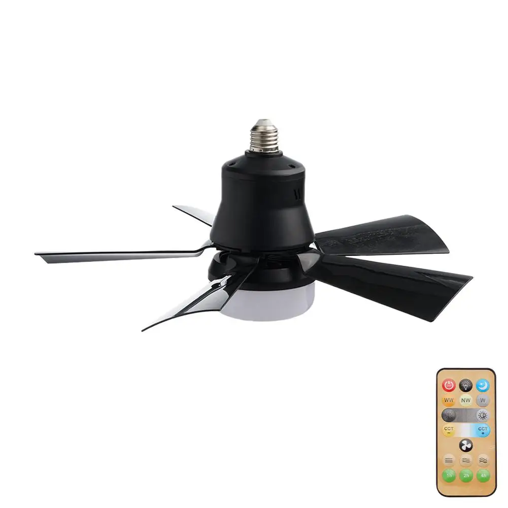 Ceiling Fan Light Remote Control LED Lamp Fan E27 Screw Home Appliances Silent Small Fan Light Smart Ceiling Fan For Bedroom