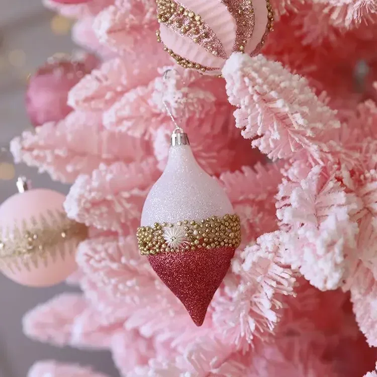 Pink Christmas Ball Decoration Christmas Tree Hanging Pendant Special-shaped Plastic Ball New Year Christmas Spheres Home Gifts