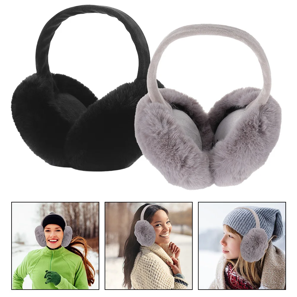 

2Pcs Women Winter Earmuff Warm Ear Cover Soft Durable Artificial Furs Outdoor Ear Muffs Hiking Skiing Camping Earmuffs Winter