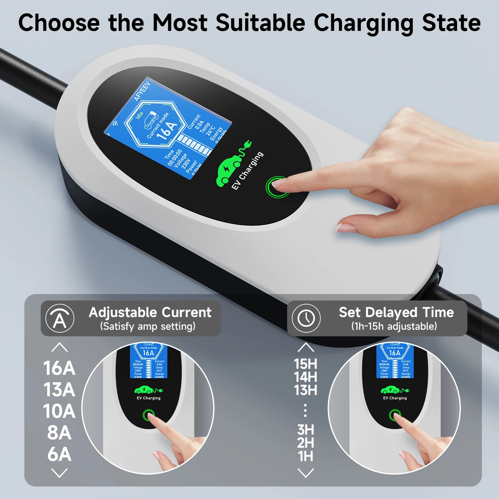 AFEEV Type 2 Protable EV Charger 7.2KW Type1 Charging Station Charger for Electric Car Battery Charger 7.2KW 32A GBT 1 Phase