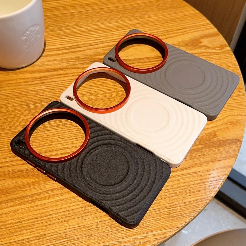 Etui na Vivo X200 X200S Pro Mini Ultra Magnetyczne Wzorzyste Skórzane Pomarańczowe Ochrona Obiektywu Miękki TPU Tył