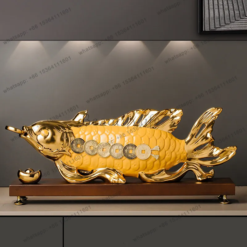 Hotel front desk lucky arowana ornament high-end living room entrance office decoration