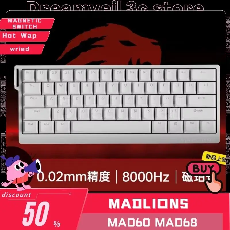 MADLIONS Mad60 Mad68 HE Mechanical Keyboard Wired Magnetic Switch Madcatz Mad60he Game Keyboard Rapid Trigger Keyboard Custom