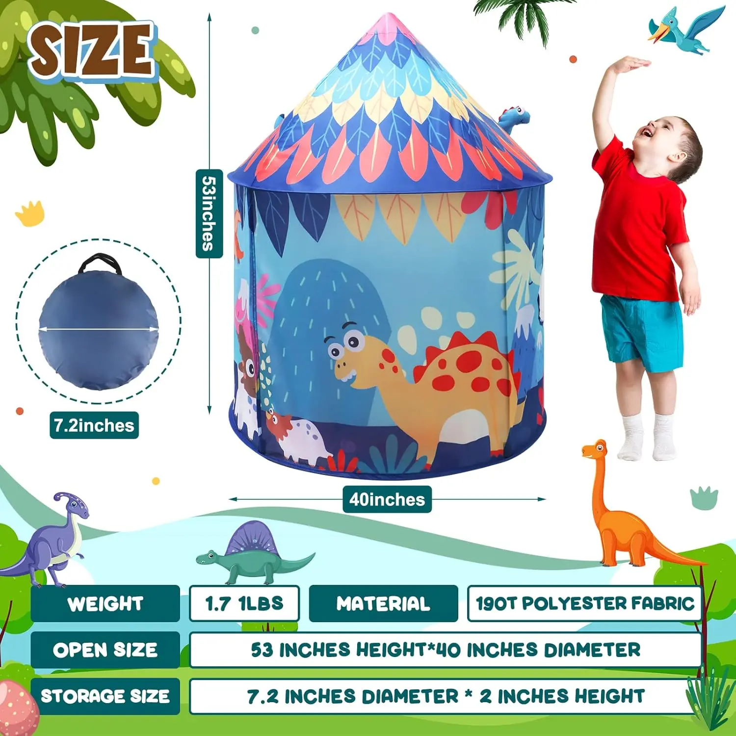 Unique Dinosaur Kids Toy Tent  Pop Up Play Tent  Child  Playhouse Indoor Tent  Teepee tent for Princess