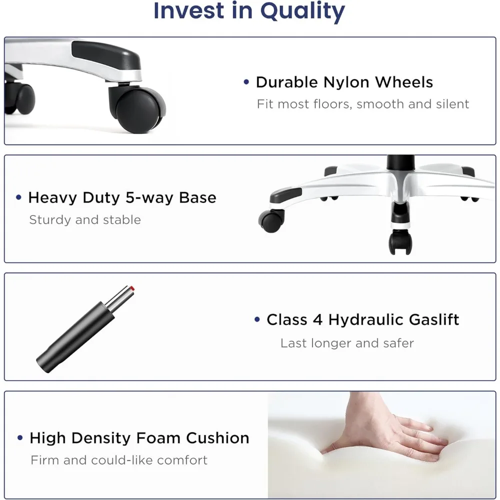 كرسي مكتب مريح مصنوع من الجلد المصنوع من الألياف الدقيقة الفاخر ودعم قطني قابل للتعديل ومساند للذراعين، كراسي ألعاب مكتبية مريحة عالية الظهر