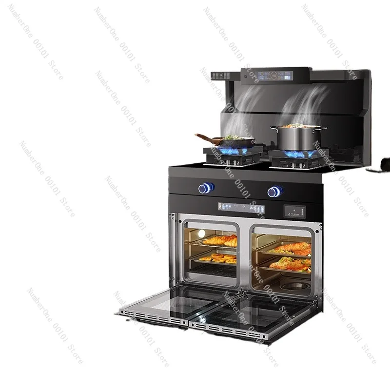 عاكس ذكي لسطح الموقد المتكامل، فرن بخاري منزلي مع شفاط المطبخ، نظام عادم سفلي لموقد الغاز #1