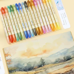 3 PCS Double-ended Brush Line Marking Pens, Used for Writing and Painting Supplies, Easter and Christmas Materials (18 colors)