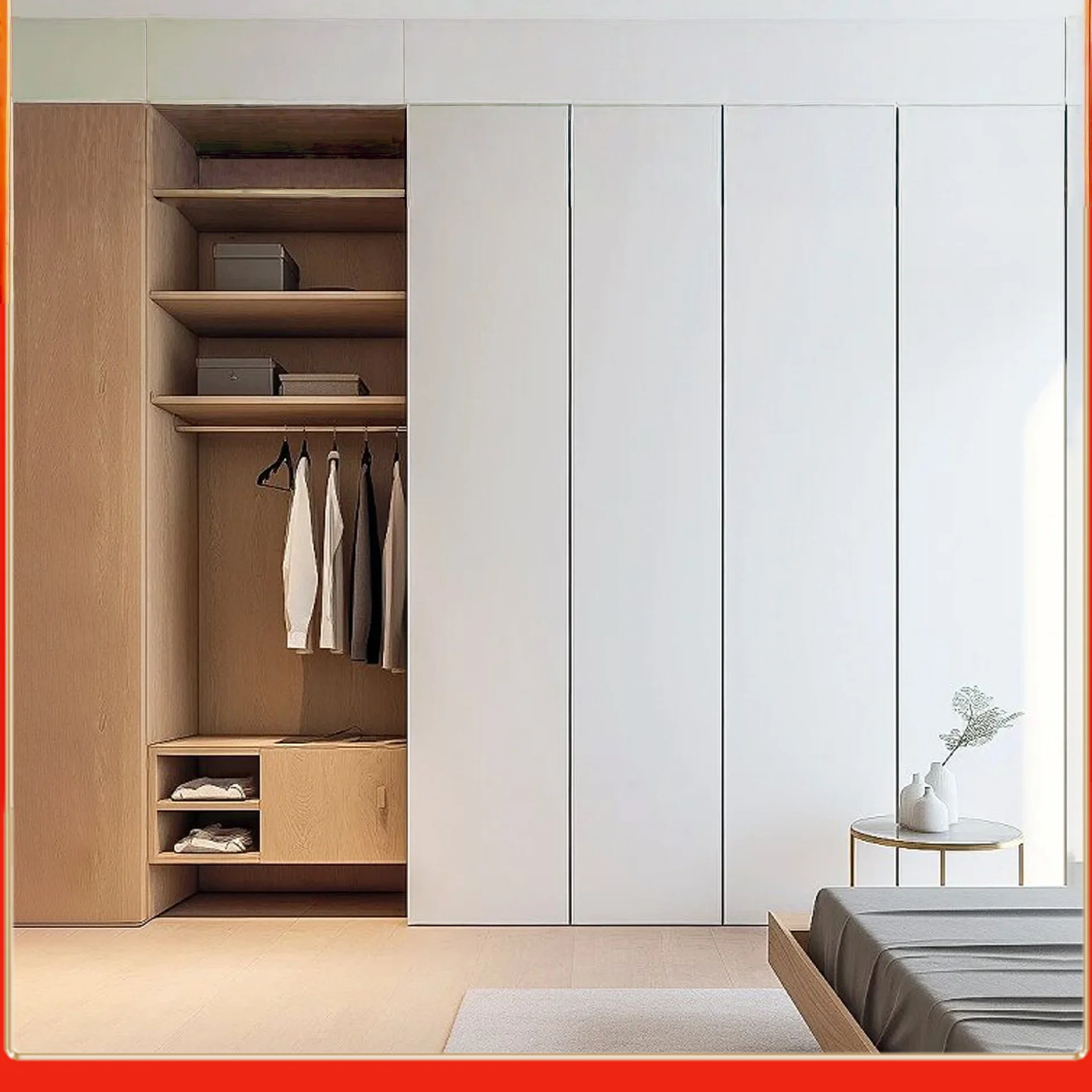 خزانة ملابس مصنوعة حسب الطلب وحديثة وبسيطة من سبائك الألومنيوم وأبواب زجاجية وتصميم قائم بذاته لغرفة نوم الفندق للاستخدام المتين #3