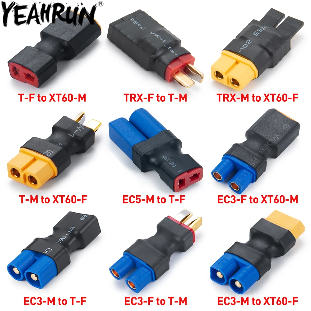 YEAHRUN Adapter EC3 EC5 T TRX to XT60 T Deans Female Male Connectors Banana Plug RC Lipo Battery Control Parts DIY