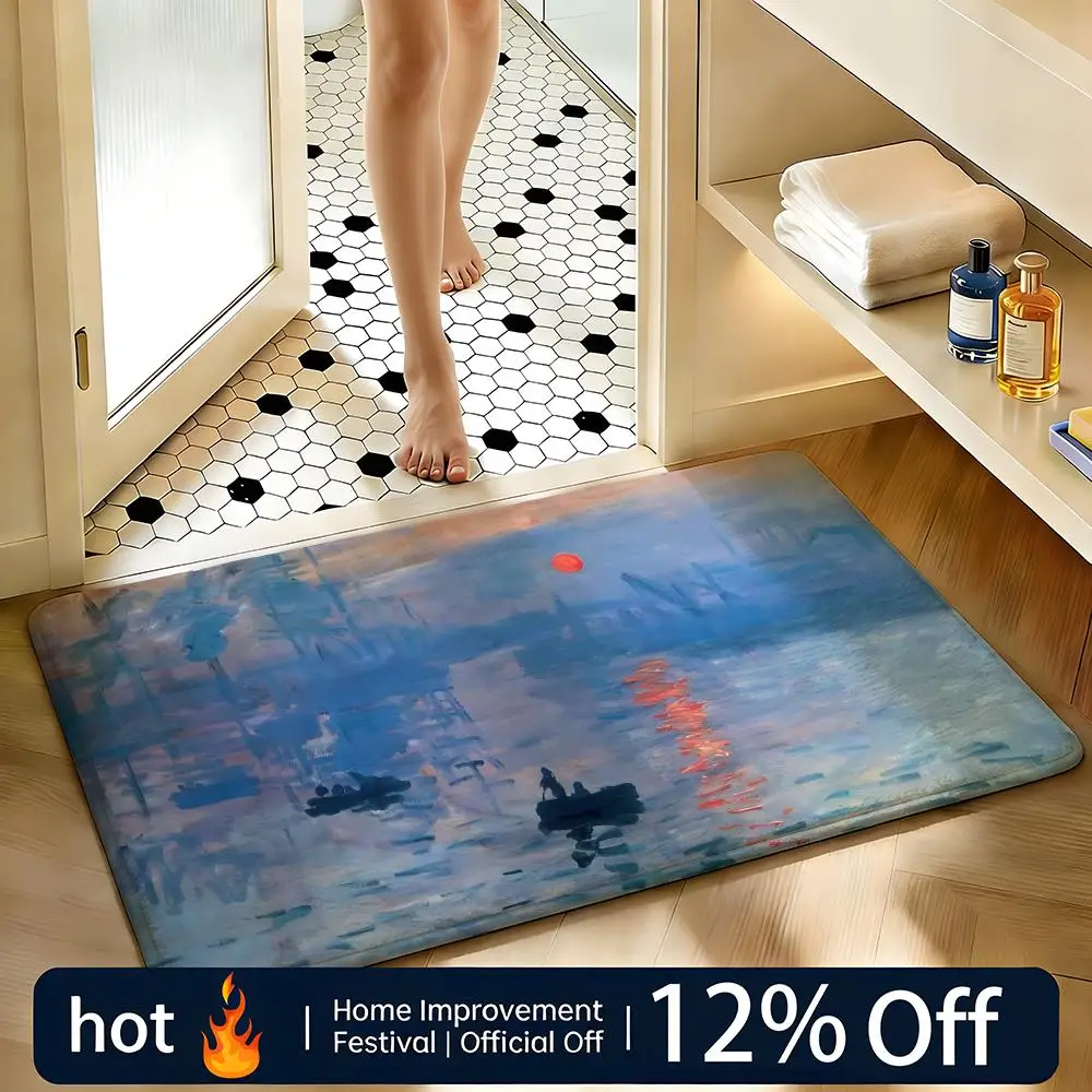 Soft Absorbent Non-Slip Rug Artist Claude Monet Floor Mat Home Decor Doormat Bedroom Floor Mat Shower Carpet