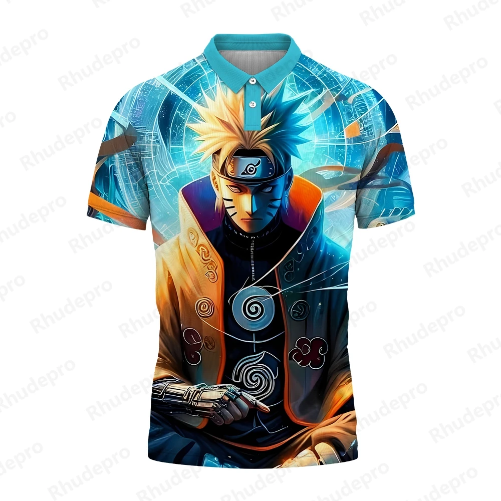 

Harajuku Style Naruto Umaki Y2k Clothes Gym Polo Shirt Man Tops 3D Print 2024 Streetwear Short Sleeve Tee Anime Summer