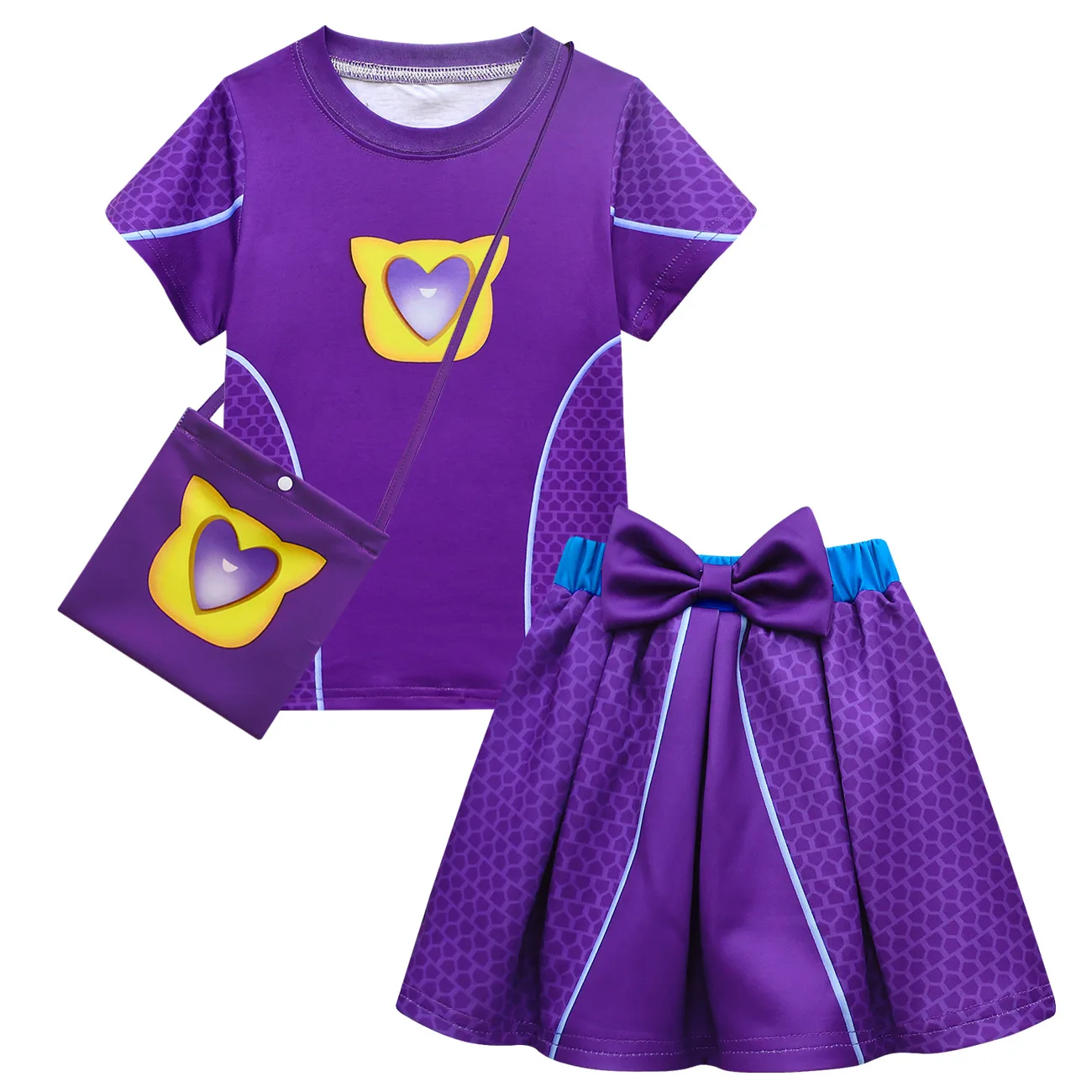 Anime SuperKitties Dress Super Cat Cosplay Costume for Girls Flying Sleeved Dress + Bag Halloween Carnival Birthday Gifts Suits