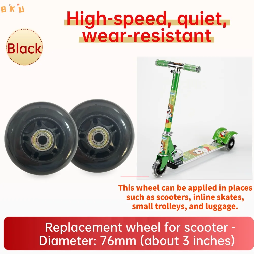 Ruedas de PU de repuesto de 3 pulgadas (76 mm) para patines en línea (paquete de 4), también aplicables a scooters, cochecitos, maletas, etc.