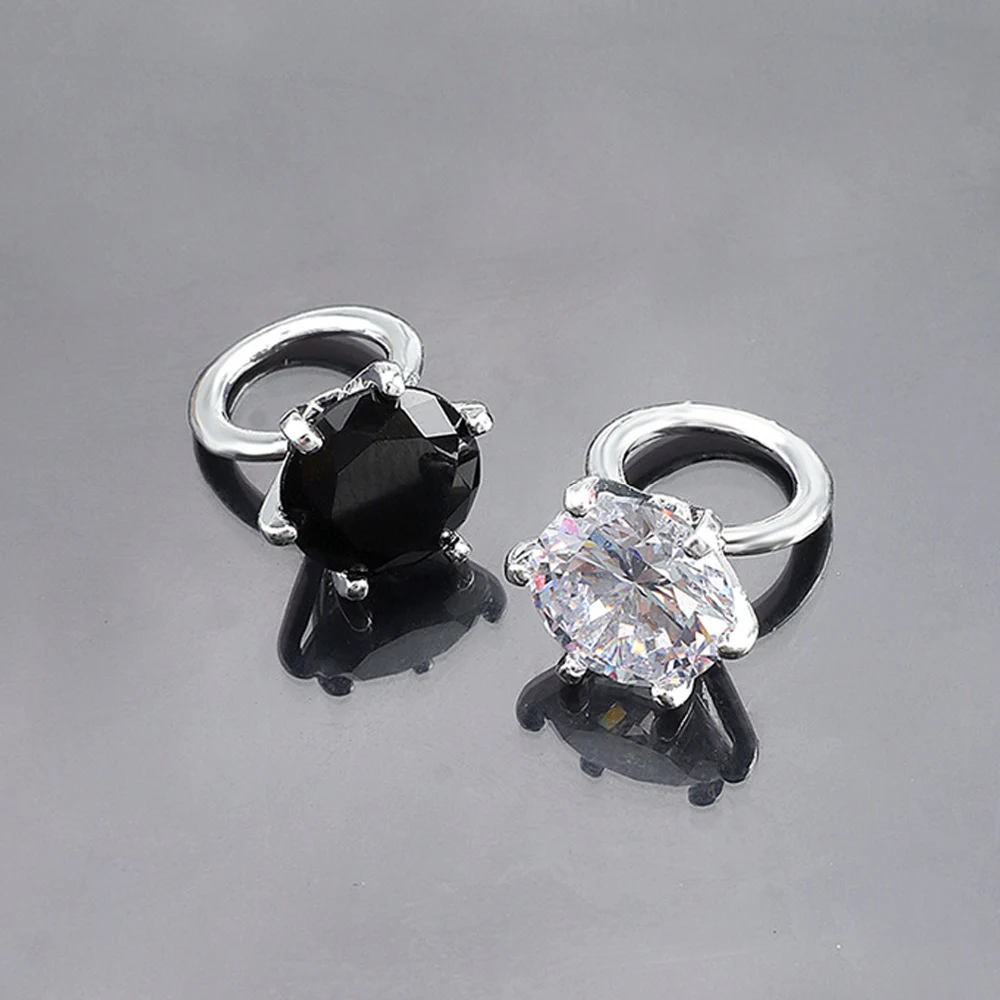 10pcs Zircon Sparkle Nail Art Charm 3D Gold Silver Alloy Big Diamond Crystal Jewelry Luxury Ring DIY Manicure Art Decorations