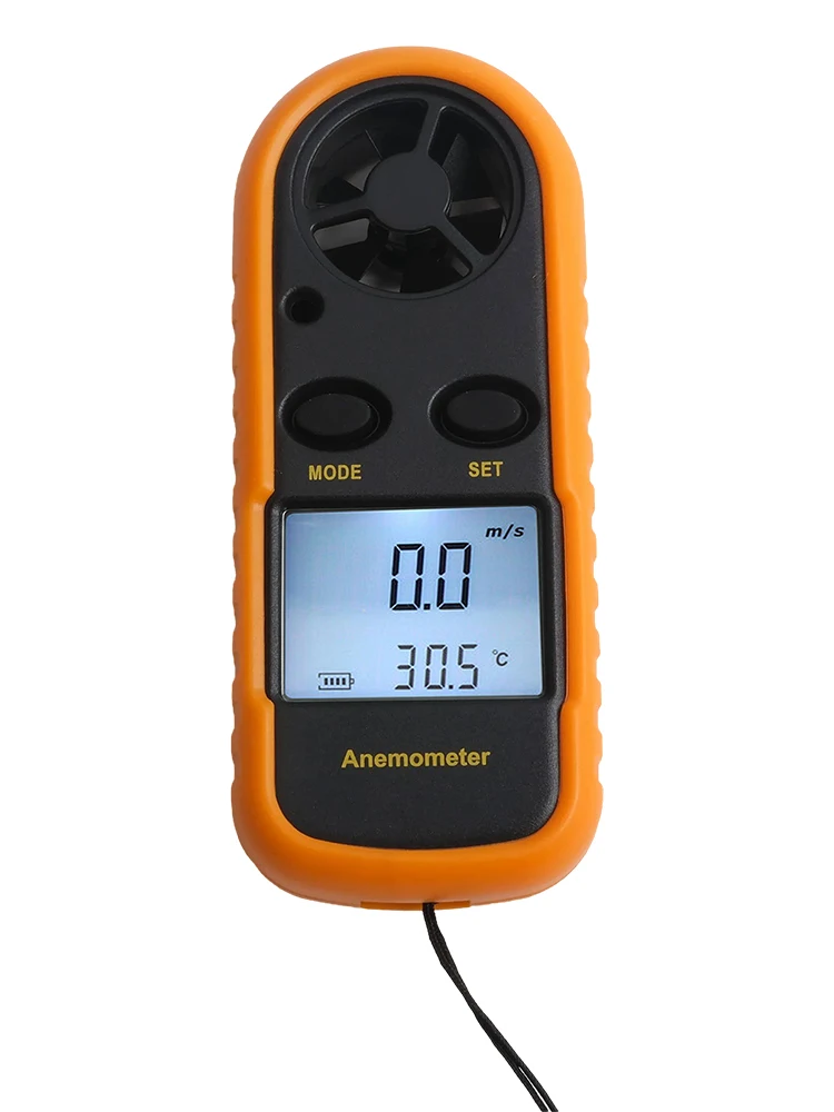 0 - 30m s Digital Anemometer Weather Measurement Tool For Hiking Thermometer LCD Display Anemometer High-Precision Sensor