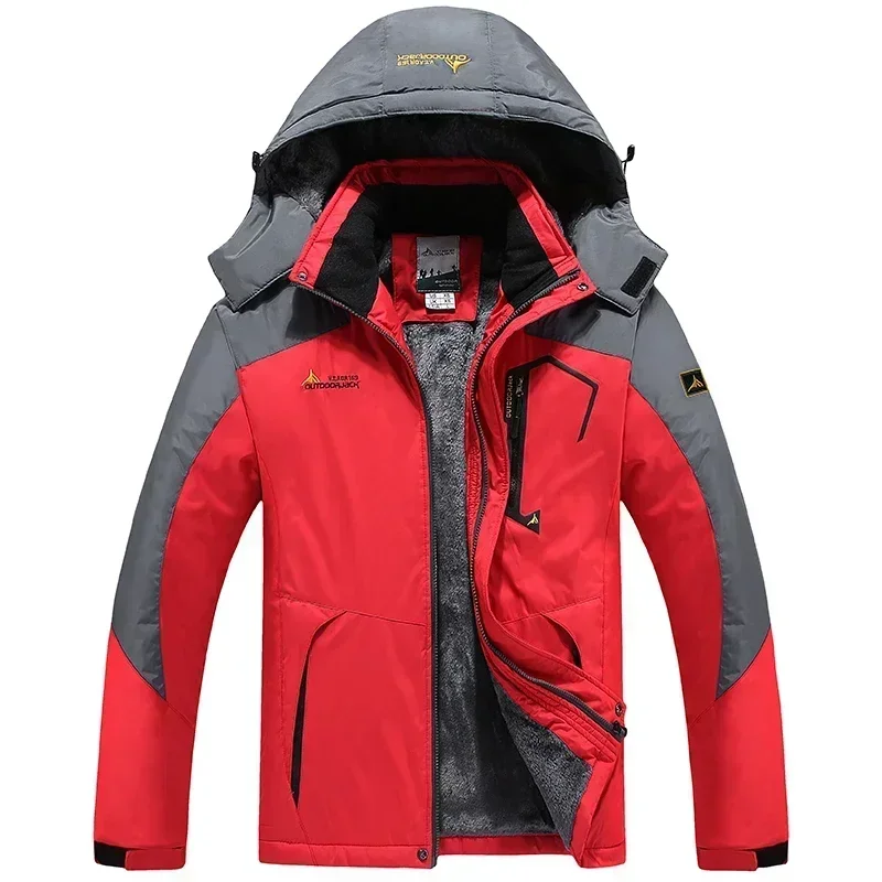 2024 Winter Men's Windbreaker Waterproof and Warm Outdoor Hiking and Fishing Multi Pocket Wear-resistant Thick Jacket Men Coat