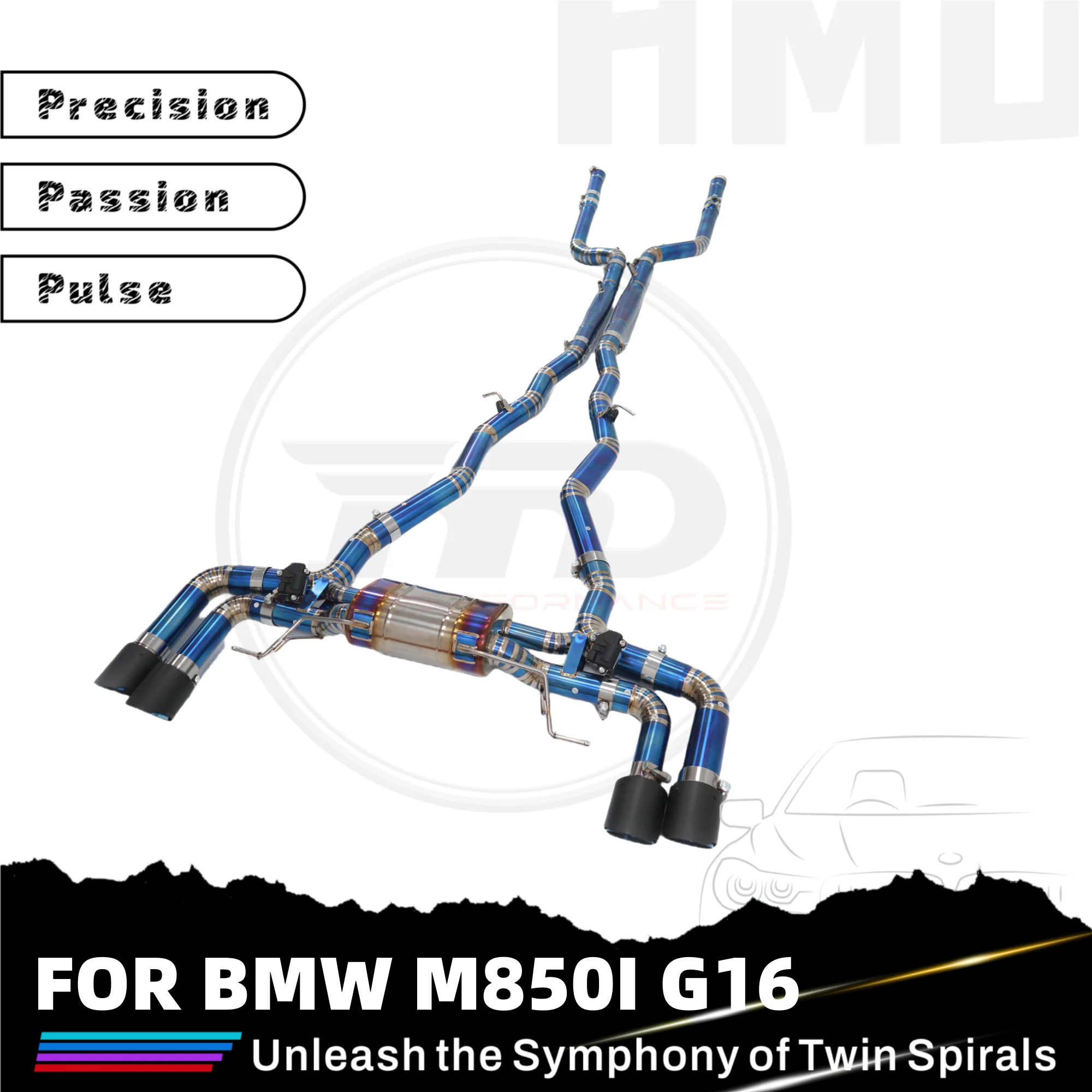 

HMD for BMW M850I G16 titanium alloy exhaust catback accessories with valve and muffler