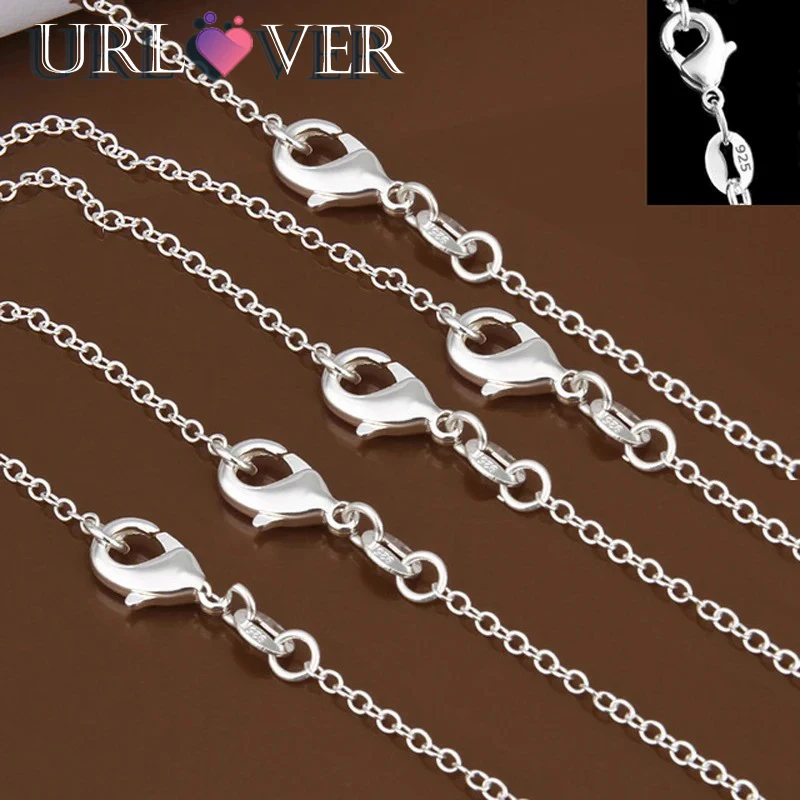 

wholesale 5pcs/lot 925 Sterling Silver Chain necklace,Fashion Men/Women DIY Jewelry Rolo Chain 1mm Necklace 16 18 20 22 24"