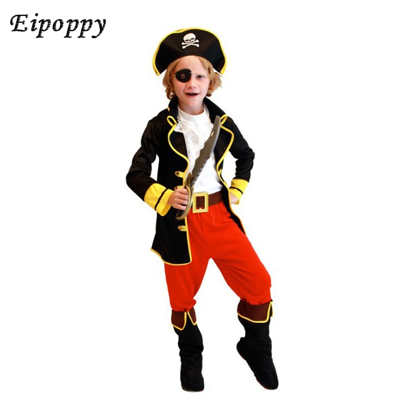 Disfraces de Halloween para niños, disfraz de pirata para niños, conjunto de Cosplay de capitán Jack para Navidad, Año Nuevo, ropa de pirata de Purim