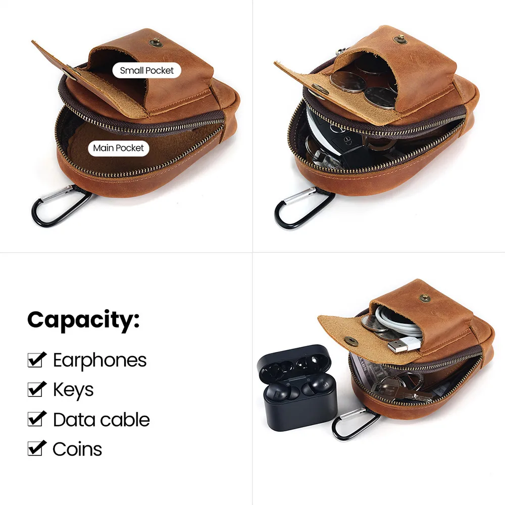 JOYIR Genuine Leather Male Trendy Fanny Pack High Quality Women Small Wallet for Men Mini Storage Purse Belt Bags Unisex Wallets