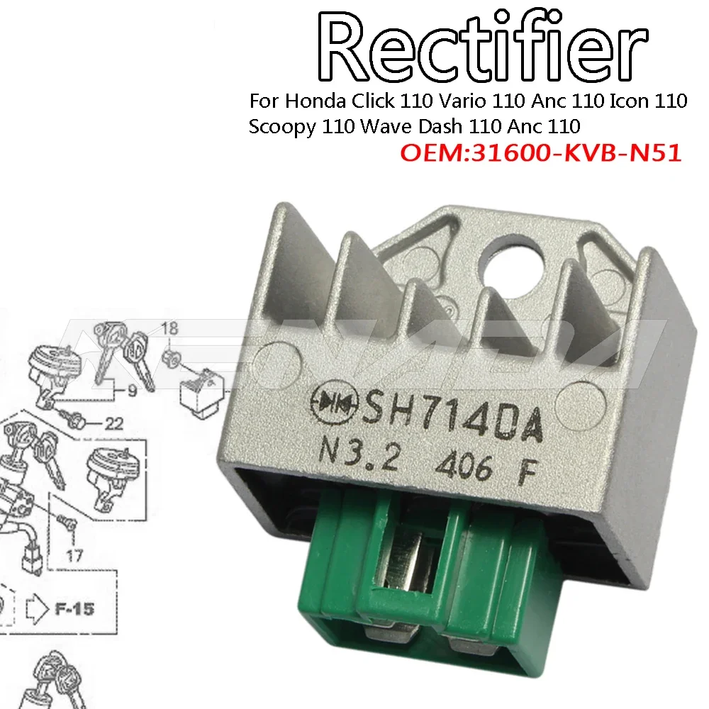 

Rectifier Compregulator For Honda Click 110 Vario 110 Anc 110 Icon Scoopy 110 Wave Dash 110 Anc 110 Icon Scoopy 110 Spacy 110