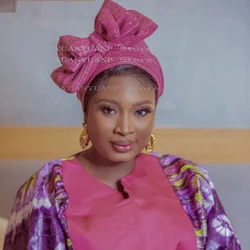 Kadın moda afrika başörtüsü Nigeria düğün türban şapka müslüman Headwrap kaputu