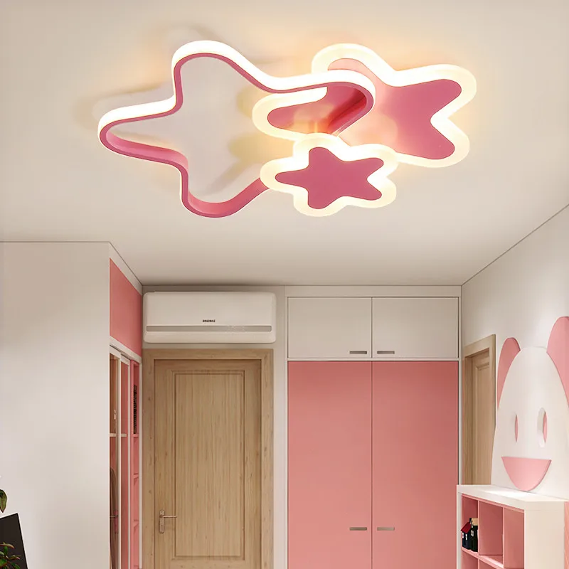 Plafoniera a LED Moon Star per camera Ragazzi Ragazze Decorazione camera da letto per bambini Lampade Bianco Rosa Asilo nido Illuminazione per camera dei bambini Soffitto