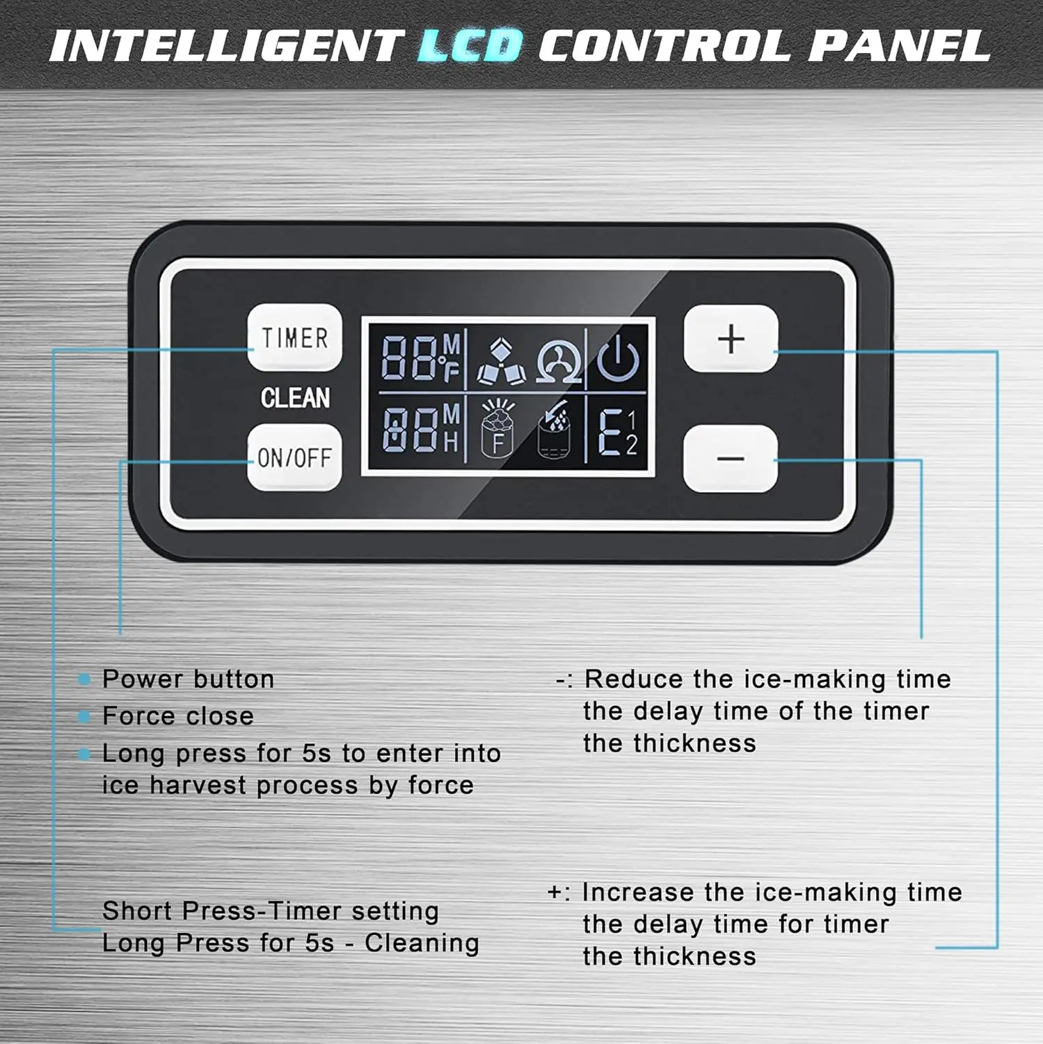 Máquina de hielo comercial, 100 libras/día, máquina de hielo de acero inoxidable con capacidad de 48 libras, ideal para restaurante, bares, hogar