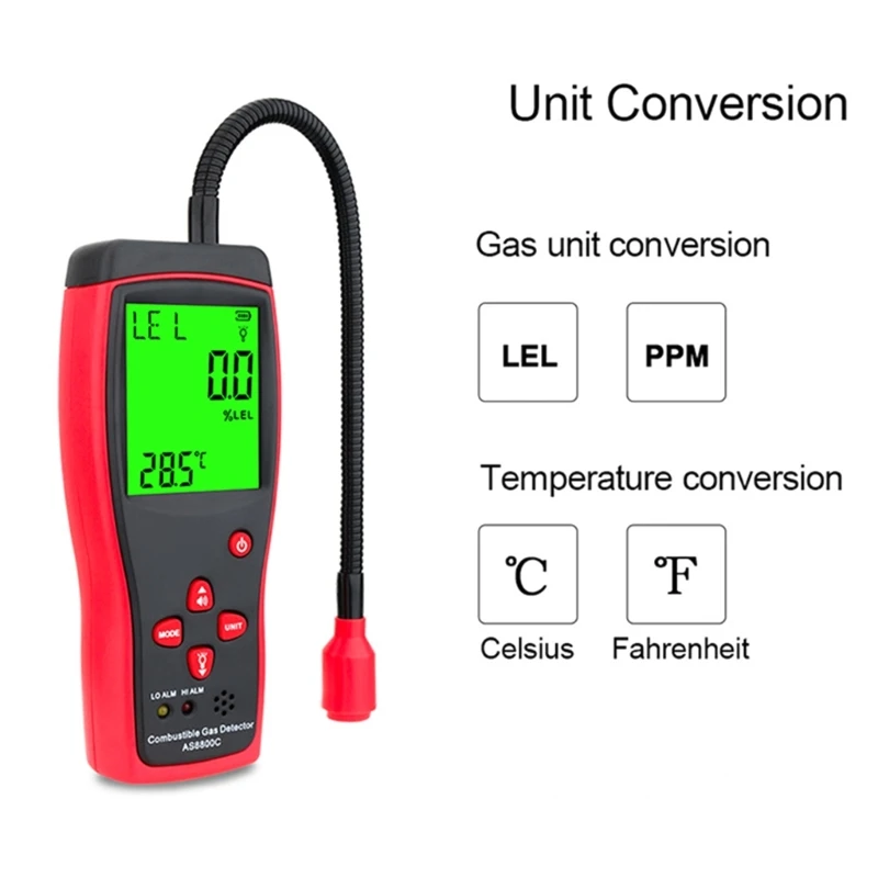Digital Display Combustible Gas Detector Probe Size 275mm High Sensitivity Portable For Home Accurate Safety Monitoring 601F