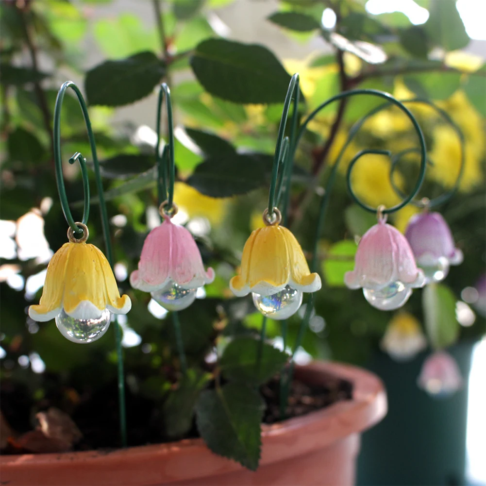 Flower Pick Stand Outdoor Fake Flowers Fairy Garden Accessory No Fade Resin Plant for Home Kitchen Bedroom Festival Wedding